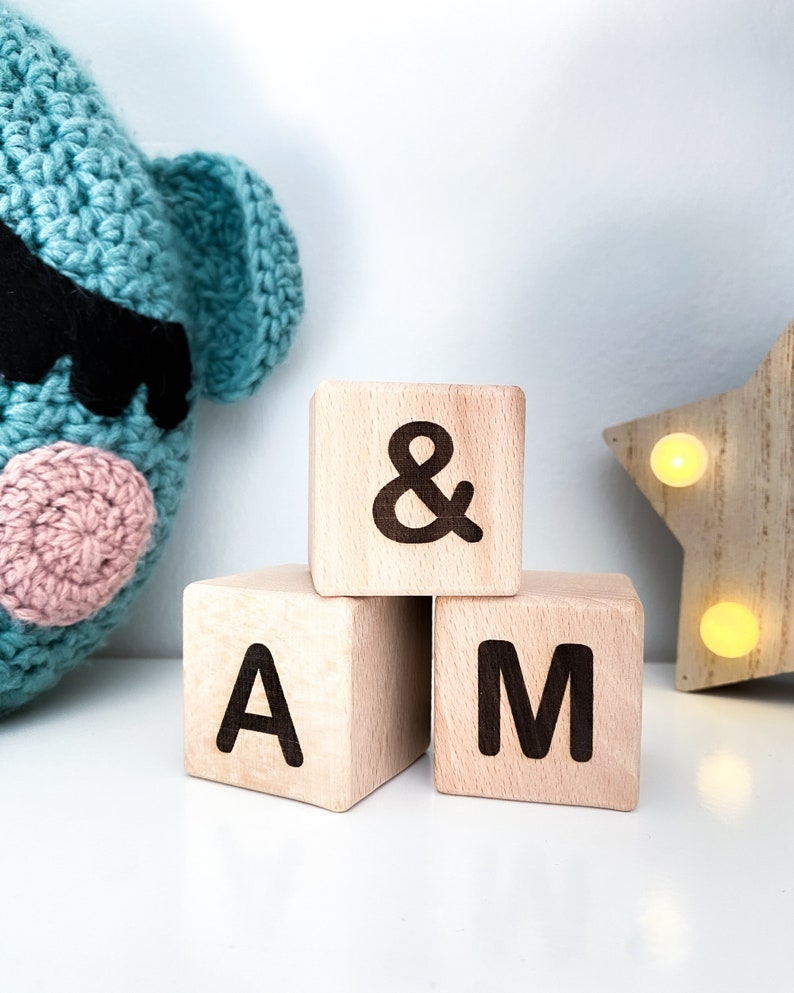 Personalized wooden letter blocks, Baby name blocks, 4x4 baby blocks, Alphabet cubes, Montessori baby toy, Natural wooden gift for kids image 4