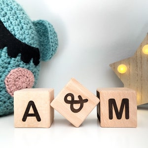 Personalized wooden letter blocks, Baby name blocks, 4x4 baby blocks, Alphabet cubes, Montessori baby toy, Natural wooden gift for kids image 1