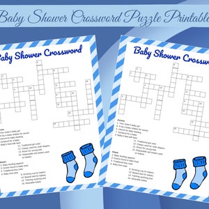 1 Baby Boy Baby Shower Crossword Puzzle Printable Including Answer Key!