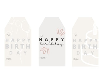 18 Printable Birthday Gift Tags | Happy birthday Gift Tags | Printable Gift Tags | Birthday Tags, Digital Download