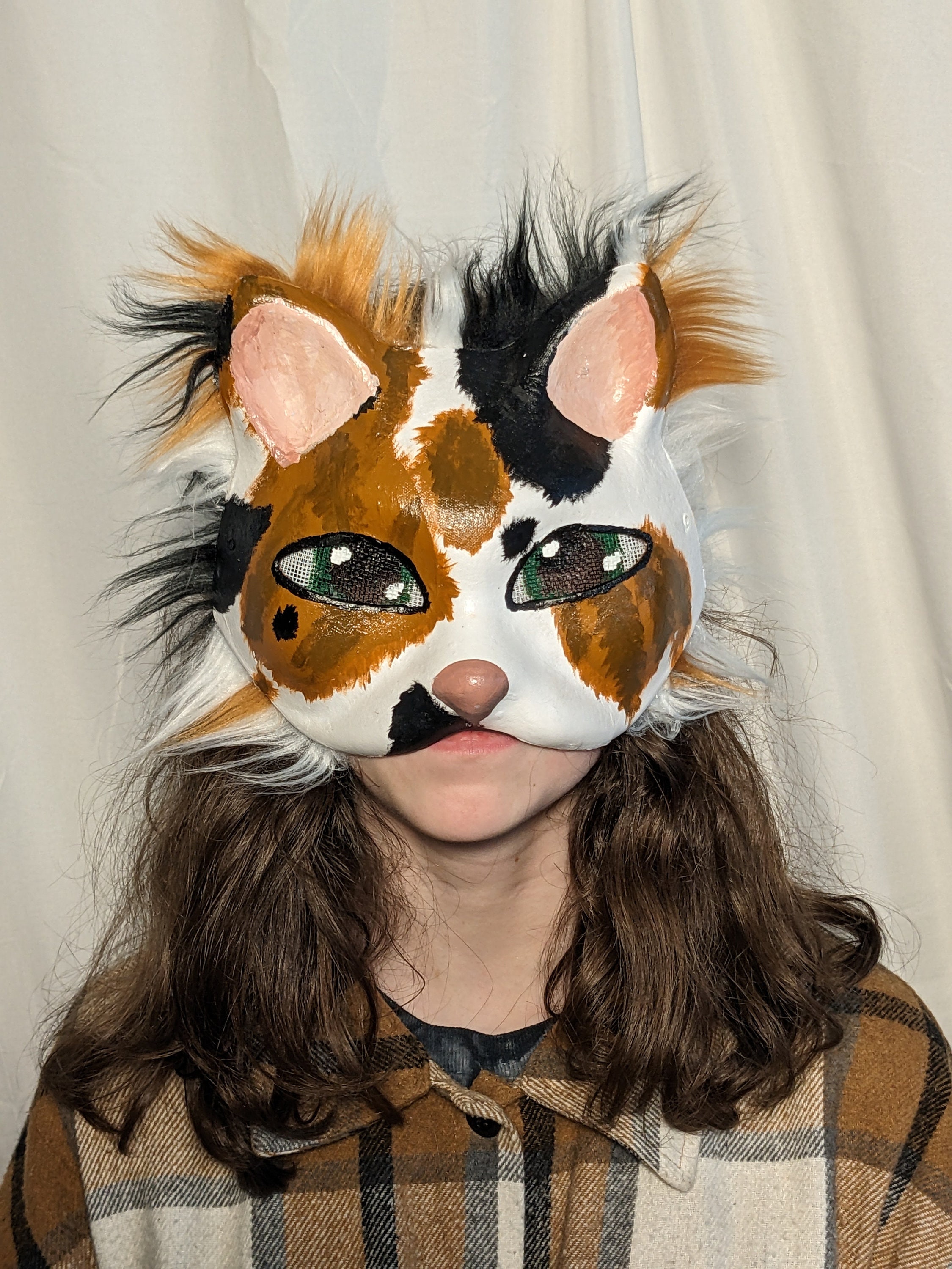 Fluffy Calico Cat Therian Mask 