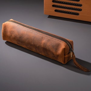 ships next day
personalized pencil bag
leather pencil bag
pen case
pen pouch
back to school gift
gift for teacher
engraved leather pencil bag