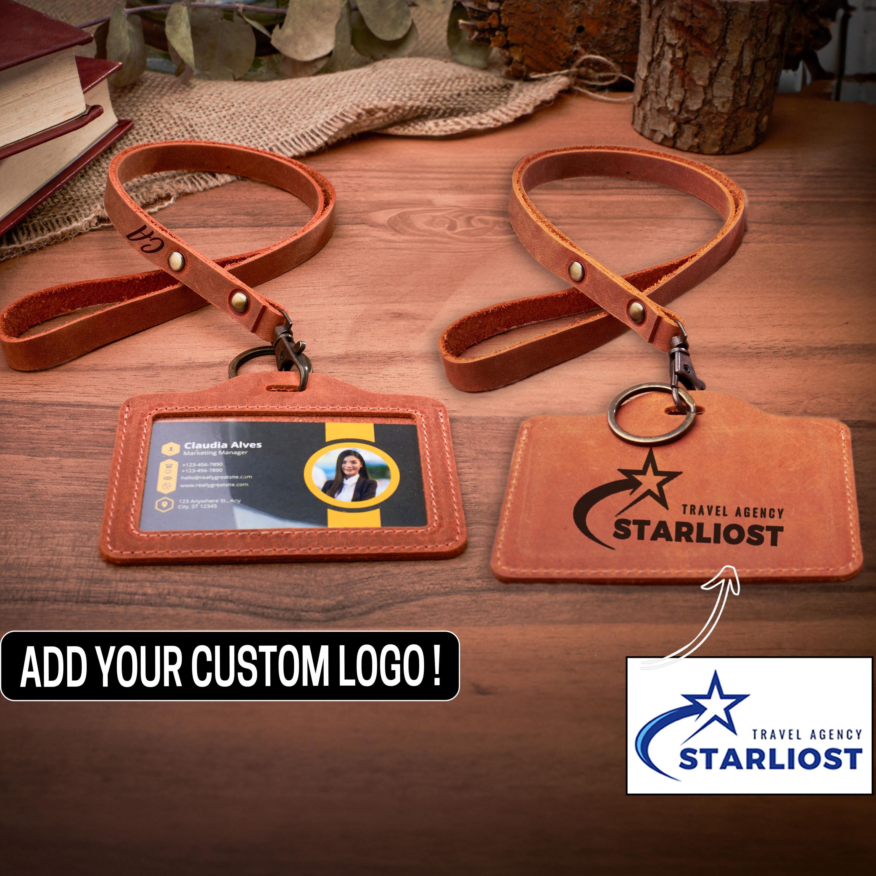 Personalized Leather Lanyard & ID Holder * Custom Leather Lanyard * Leather Lanyard for Badge Holder * Gift For Coworkers * New Teacher Gift