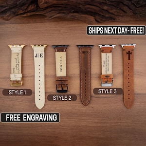 Personalized Leather Apple Watch Band, First Anniversary Gift for Him, Leather Accessories for Him, Birthday Gifts for Him, Father Gifts