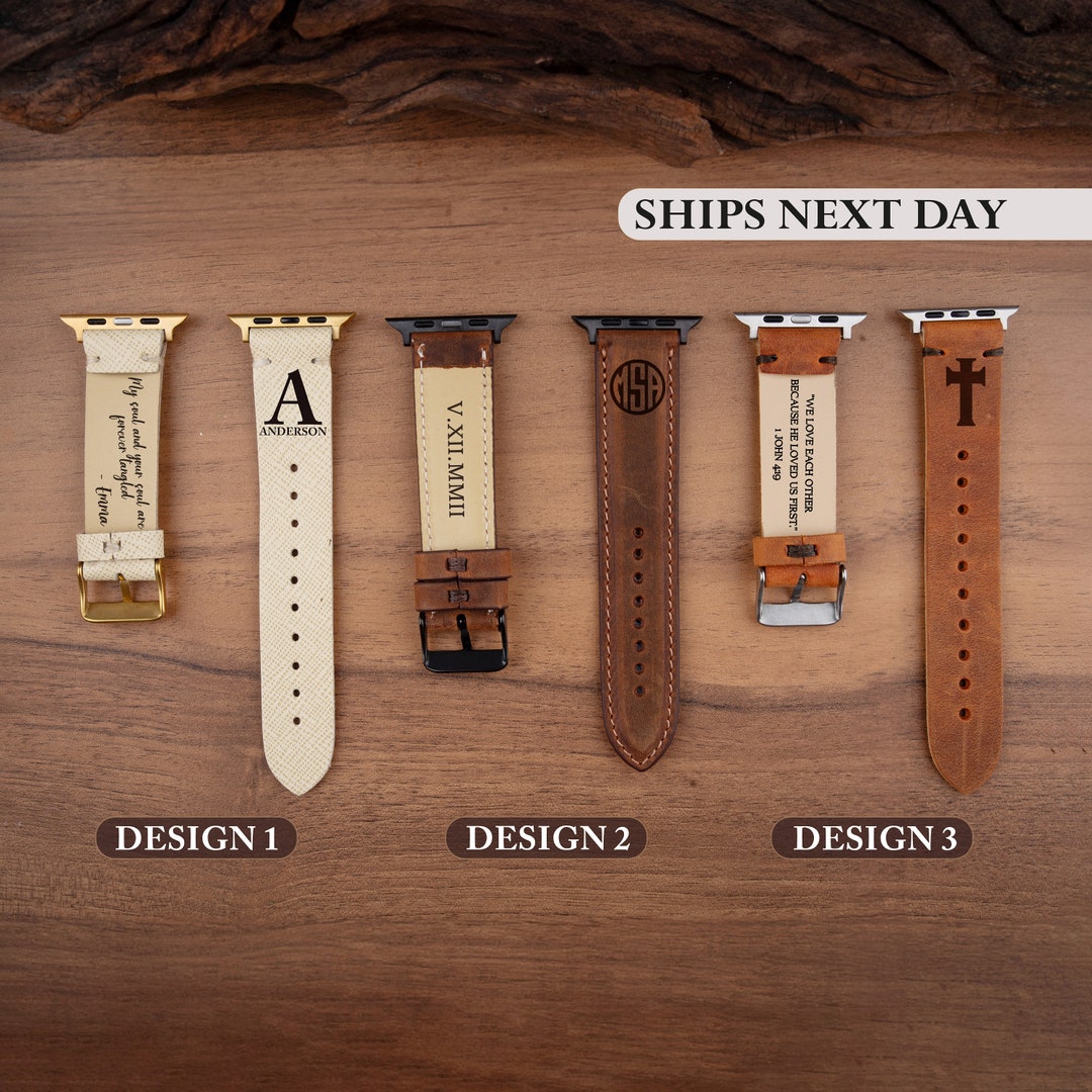 Personalized Leather Apple Watch Band Custom Leather Watch Etsy