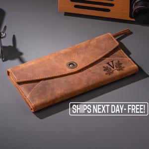 Cartera de cuero para mujer, Cartera de cuero personalizada, Regalo para ella, Cartera de cuero personalizada, Regalos para mamá, Regalo de cuero para ella, Cartera para mujer