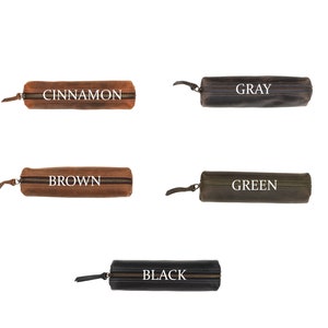 color options
cinnamon 
gray 
brown 
green 
black
ships next day
personalized pencil bag
leather pencil bag
pen case
pen pouch
back to school gift
gift for teacher
engraved leather pencil bag