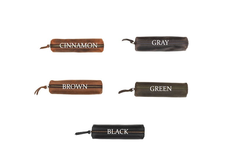 color options
cinnamon 
gray 
brown 
green 
black
ships next day
personalized pencil bag
leather pencil bag
pen case
pen pouch
back to school gift
gift for teacher
engraved leather pencil bag