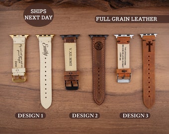 Personalized Leather Apple Watch Band • Custom Leather Watch Strap • Apple Watch Band • Gift for Boyfriend • Mothers Day • Gift for Him •