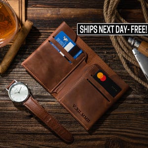 Billetera minimalista personalizada, tarjetero de cuero, billetera de cuero personalizada, billetera delgada grabada, regalos para el día del padre, regalo para él