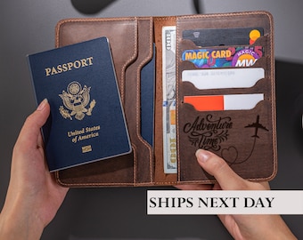 Leather Traveler Wallet For Passport, Cards, and Travel Documents