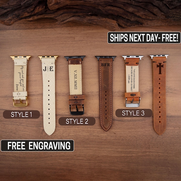 Personalized Leather Anniversary Gift • Apple Watch Band • Custom Leather Watch Strap • Apple Watch Band • Gift for Boyfriend • Gift for Him