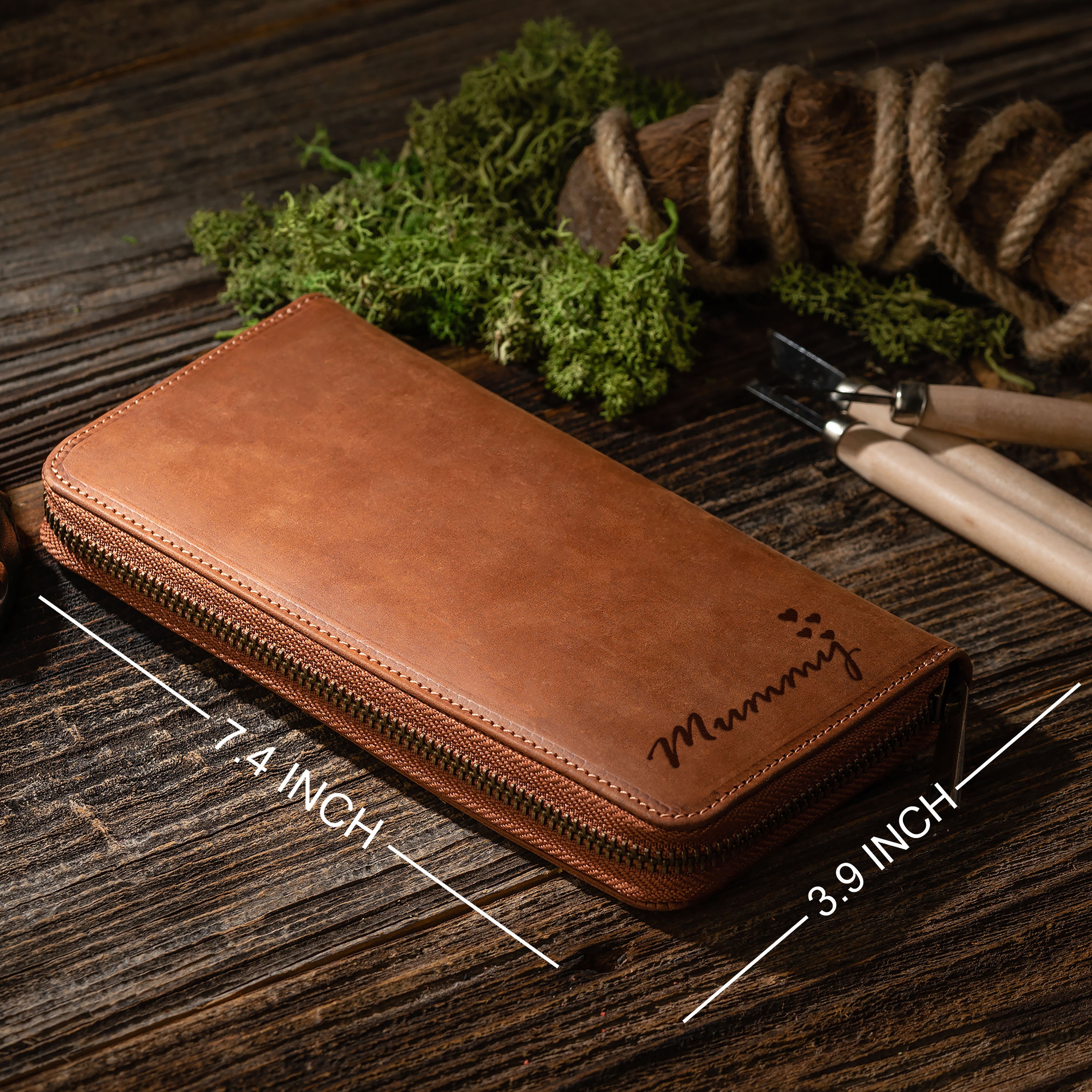 Personalized Women's Leather Wallet, Brown Wallet, Best Gift for
