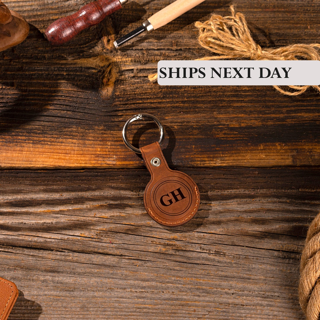 Leather Apple AirTag Keychain, Genuine Leather Apple AirTag Keyring