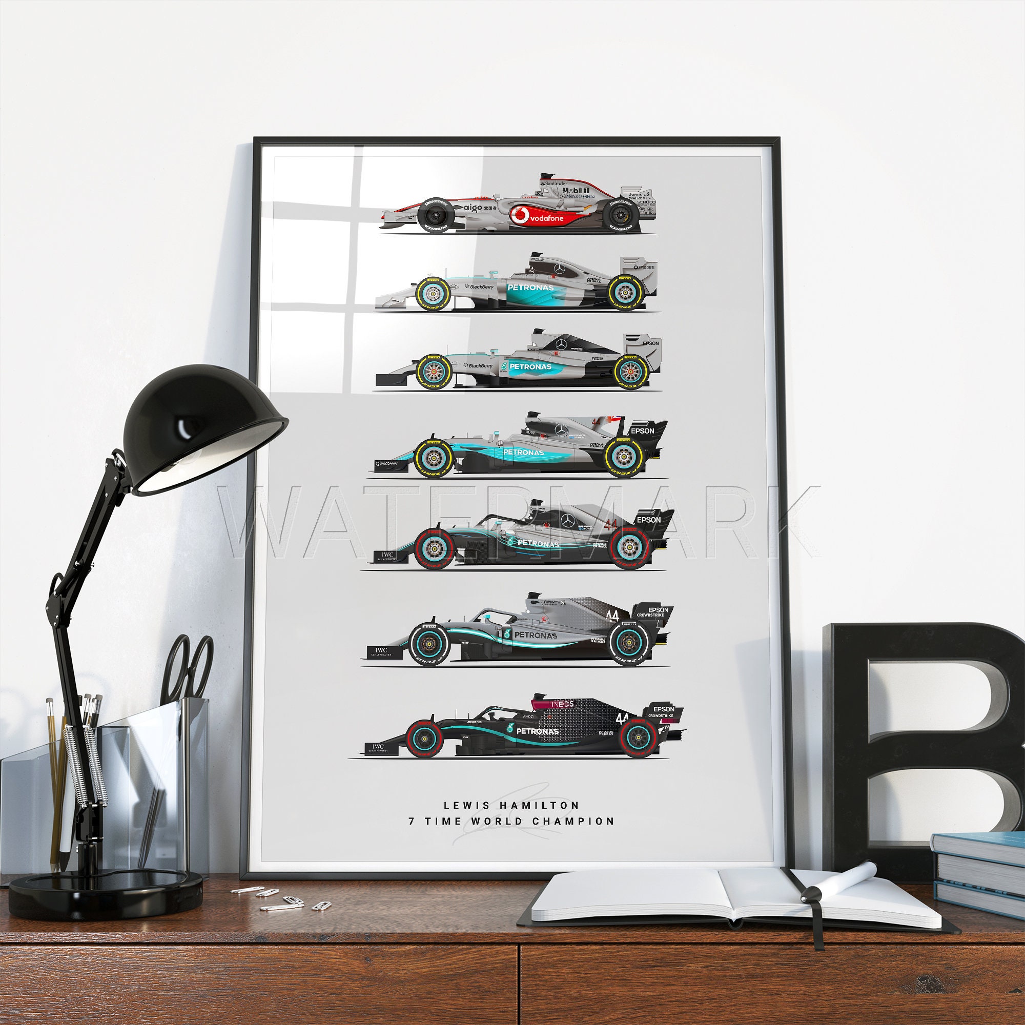 THAELY Lewis Hamilton F1 Car Poster Art Wall Decor Canvas Painting Wall Art  Poster for Bedroom Living Room Decor 12x18inch(30x45cm) Unframe-style