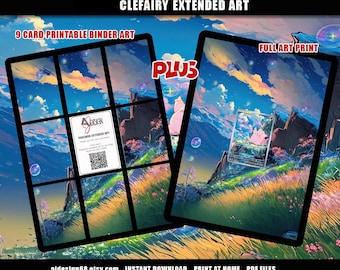 Clefairy Pokemon Extended Binder Art Plus Wall Art, Vault X e tamanho padrão de carta, expositor de fichário TCG, download digital