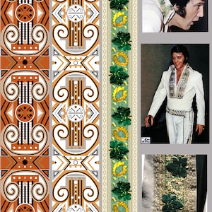 Elvis Jumpsuit Replica White Brocade Seamless Pattern for fabric and paper printing or sublimation PDF PNG JPG Files