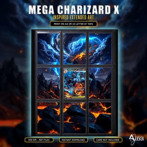 Mega Charizard X Extended Art 9 Pocket Binder Page Plus Wall Art Pokemon display Phantasmal Flames