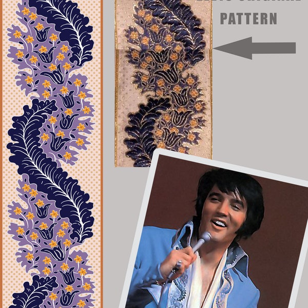 Elvis Jumpsuit Replica Blue Tapestry Brocade Seamless Pattern for fabric and paper printing or sublimation PDF PNG JPG Files