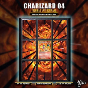 Charizard 004 Extended Art 9 Pocket Binder Page Plus Wall Art Pokemon display Base set