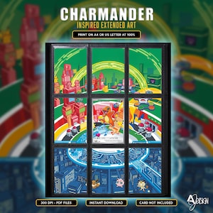 Charmander 038 Extended Art 9 Pocket Binder Page Plus Wall Art Pokemon display Mega Evolution