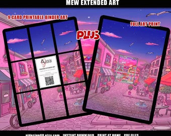 Mew ex 053 Arte para fichário Pokémon Extended Binder Plus Arte de parede, Tamanho de carta Vault X e padrão, Expositor de fichário TCG, Download digital