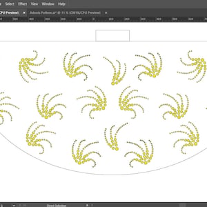 Puede incluir: Un fondo blanco con un patrón de círculos amarillos dispuestos en espiral. Los círculos están delineados en negro. El patrón se repite 12 veces en la página.