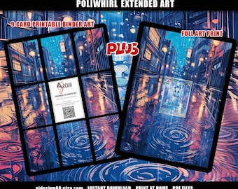 Arte para fichário Pokémon Poliwhirl com arte de parede, tamanho Vault X e padrão, expositor para fichário TCG, download digital