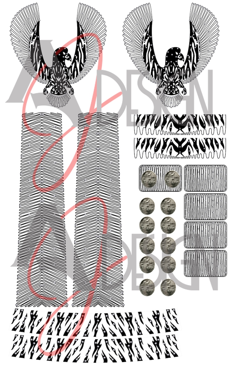 Elvis Phoenix Jumpsuit & Belt Replica fabric print Embroidary  vinyl cut Pattern PDF PNG Files Fully Scaled Jumpsuit stud placement Pattern