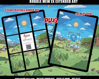 Bubble Mew ex Pokemon Extended Binder Art Plus Wall Art, Vault X e tamanho padrão de carta, expositor de fichário TCG, download digital