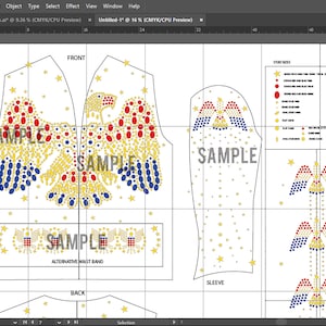 Elvis Aloha Eagle Jumpsuit Stud Placement Pattern with waist band PDF Files Fully Scaled placement Pattern you can Print at Home on A4 Paper