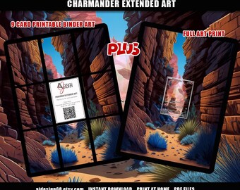 Charmander Pokemon Extended Binder Art Plus Wall Extended art, Vault X e tamanho padrão de carta, expositor de fichário TCG, download digital