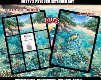 Arte para fichário Pokémon Psyduck da Misty, com arte para parede, tamanho Vault X e padrão, expositor para fichário de TCG, download digital.