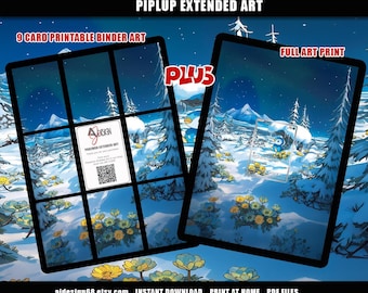 Arte para fichário expandido do Piplup de Pokémon, incluindo arte de parede, tamanho Vault X e padrão para exibição de cartas TCG, download digital.