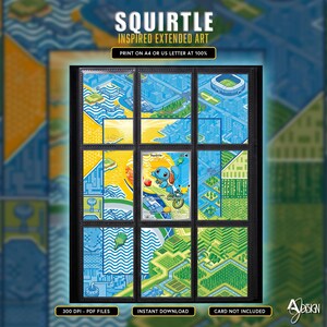 Squirtle 039 Extended Art 9 Pocket Binder Page Plus Wall Art Pokemon display Mega Evolution