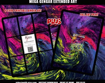 Mega Gengar ex Pokemon Extended Binder Art Plus Wall Extended art, Vault X e tamanho padrão de carta. Expositor de fichário TCG, download digital.