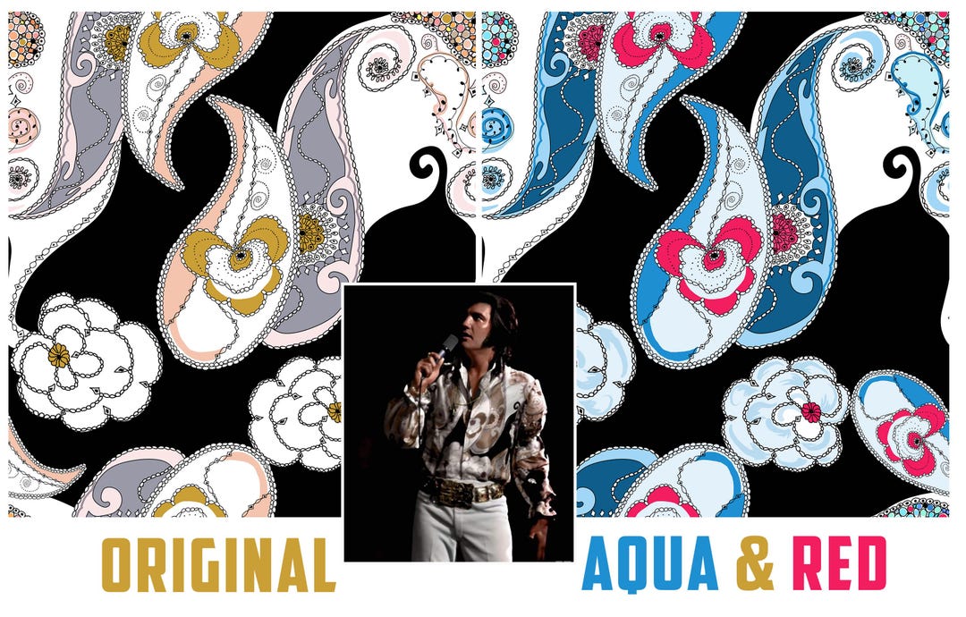 Elvis on Tour Puffy Sleeve Shirt Replica Seamless Pattern, 2 Patterns ...