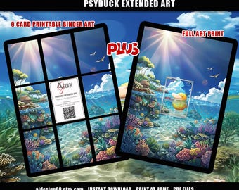 Arte estendida para fichário e parede do Pokémon Psyduck, tamanho padrão de cartas Vault X Plus, disponível para download digital.
