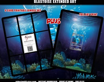 Blastoise ex Pokemon Extended Binder Art Plus Wall Art, Vault X e tamanho padrão de carta, expositor de fichário TCG, download digital