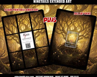 Ninetails 199/197 Arte para fichário Pokémon Extended Binder Plus Arte de Parede, Tamanho de Carta Vault X e Padrão, Expositor de Fichário TCG, Download Digital
