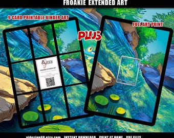 Froakie Pokemon Extended Binder Art Plus Wall Art, Vault X e tamanho padrão de cartas, expositor de fichário TCG, download digital