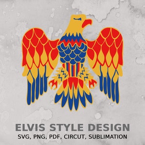 Elvis Eagle T Shirt Design SVG Tshirt Cut File Circut Wall Art Car Decal silhouette T-shirts design Sublimation PNG design mug Fan Gift idea