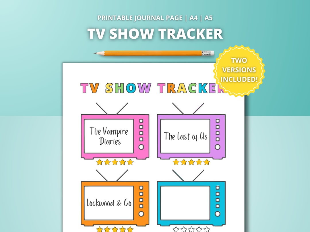 TV Show Tracker Printable Journal Page Colouring in Planner Monthly ...
