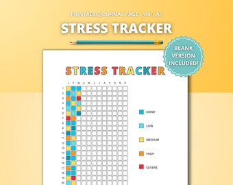 Pixel Stress Tracker - Printable Page 2026 | Colouring in Bullet Journal Template | Mental Health Log | Self Care Tracker | Year in Pixels