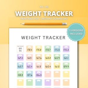 2025 Weekly Weight Loss Tracker | Printable 52 Week Weight Tracker | One year weigh-in chart | Weightloss progress log | Rainbow Journal Log