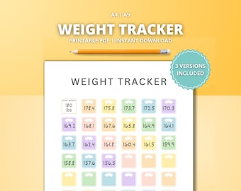 2025 Weekly Weight Loss Tracker | Printable 52 Week Weight Tracker | One year weigh-in chart | Weightloss progress log | Rainbow Journal Log