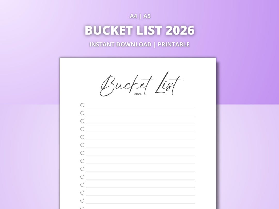 2026 Bucket List Template | Goal Tracker 2026 | Printable Dream Planner ...