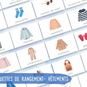 Etiquettes de rangement vêtements - Penderie Montessori - Enfants - Indépendance et organisation - A imprimer