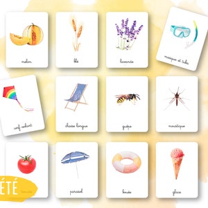 40 kart Montessori - lato - francuski - obrazy niejawne - akwarela - IEF - szkoła domowa