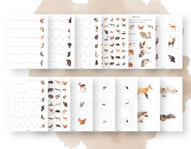 Puede incluir: Un conjunto de hojas de trabajo imprimibles con varios animales del bosque. Las hojas de trabajo incluyen trazar l&iacute;neas, formas y animales. Las hojas de trabajo est&aacute;n dise&ntilde;adas para ni&ntilde;os de preescolar y jard&iacute;n de infantes.